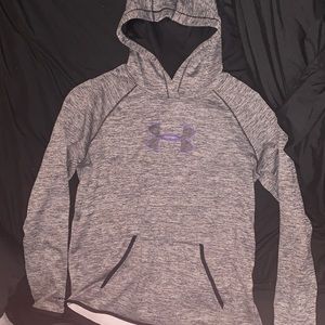LARGE GREY AND BLACK UNDER-ARMOUR HOODIE